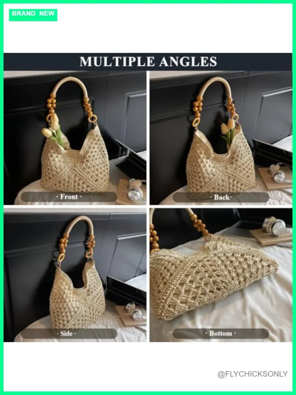 Straw Woven Hobo Tote Bag Summer Beach Shoulder Purse